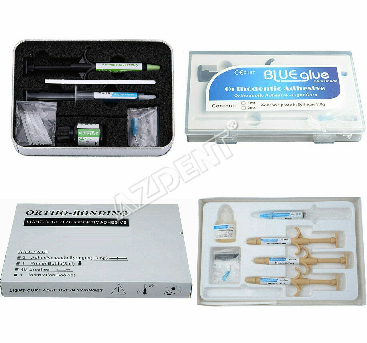 Dental Adhesive No-Mix Bonding/ Ortho Light Cure Resin/ Blue/Green Glue Kit