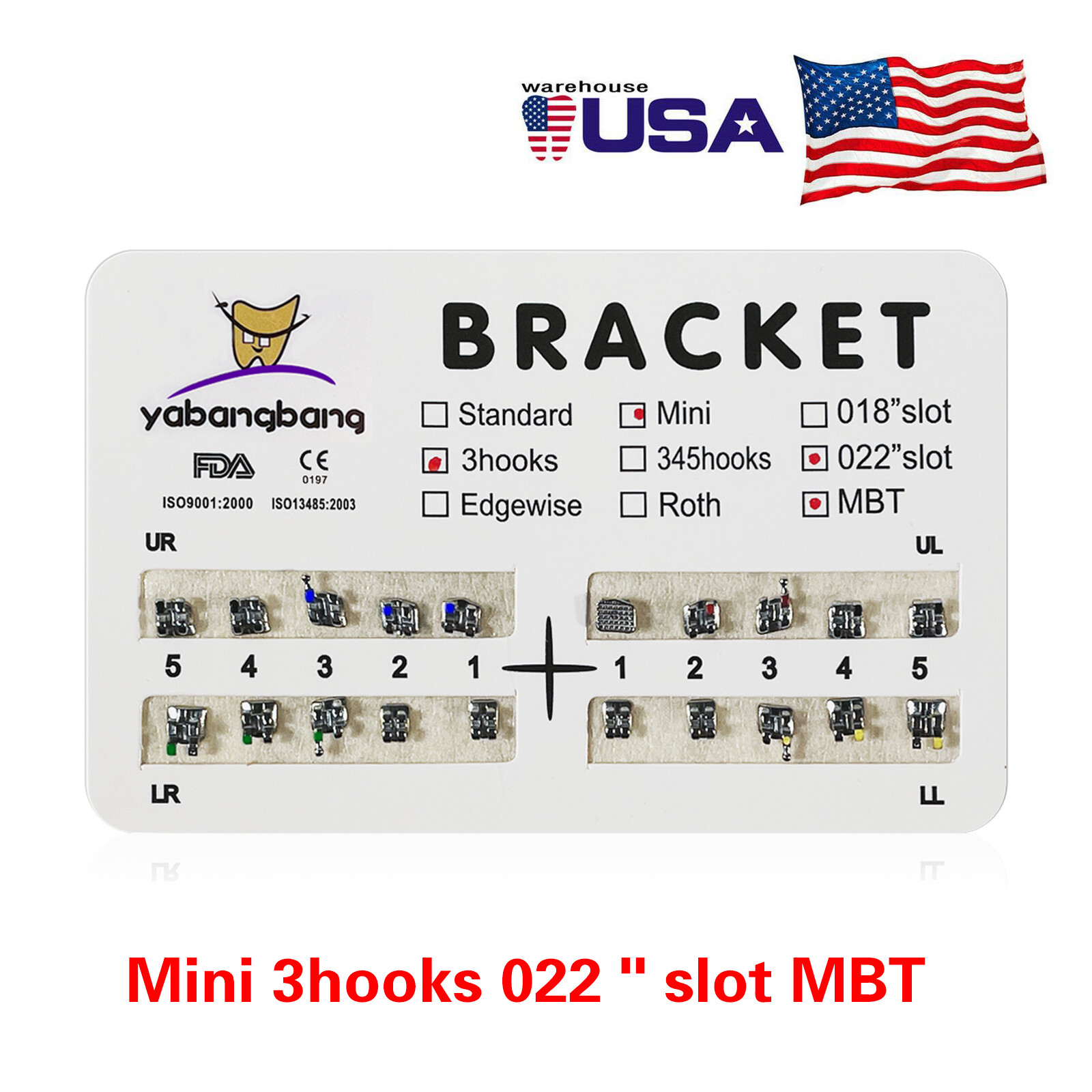10-200 Packs Dental Orthodontic Brackets Brace Metal Mini MBT.022 Hook 3 Ua