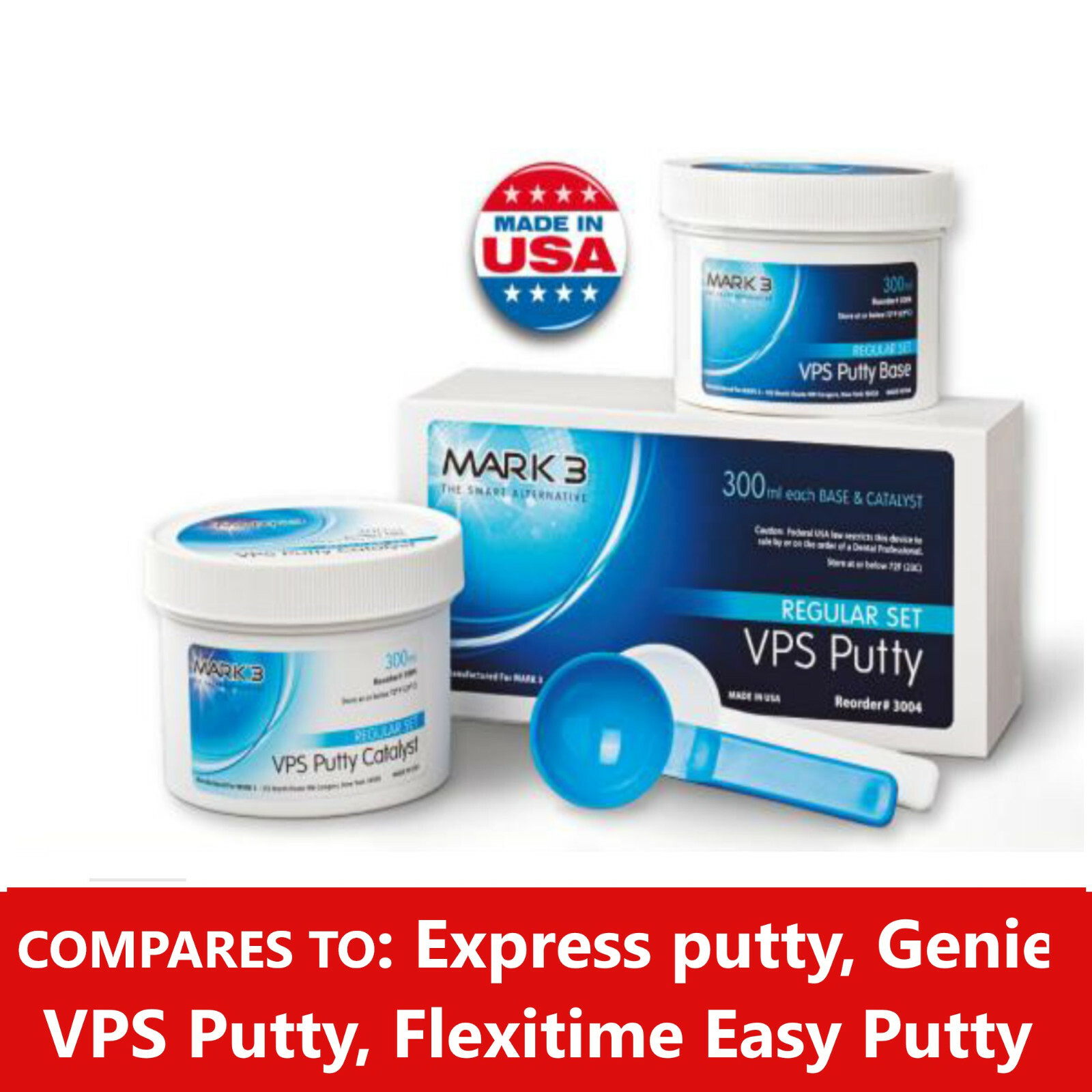Dental VPS Putty Regular Set VPS Impression Material Base Catalyst 600 ml, USA
