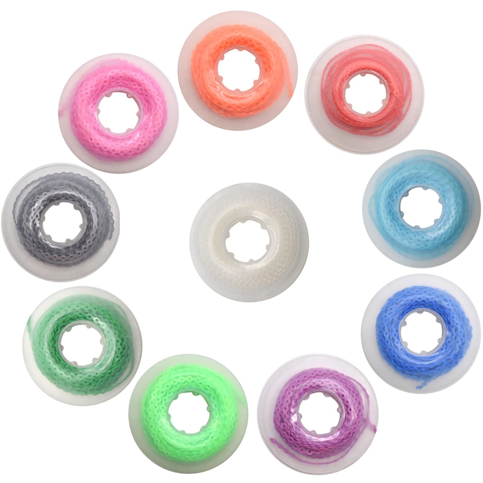 Angzhili 10 Pcs Dental Orthodontic Elastic Chain Power Closed, Multi-colors