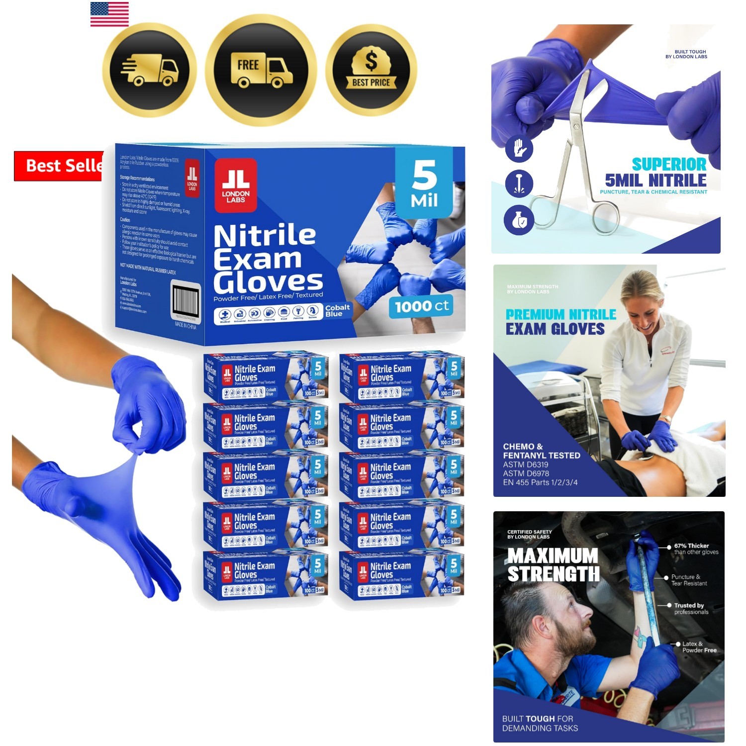 Cobalt Blue 5 Mil Nitrile Exam Gloves Disposable Latex Free | Medical Rubber …
