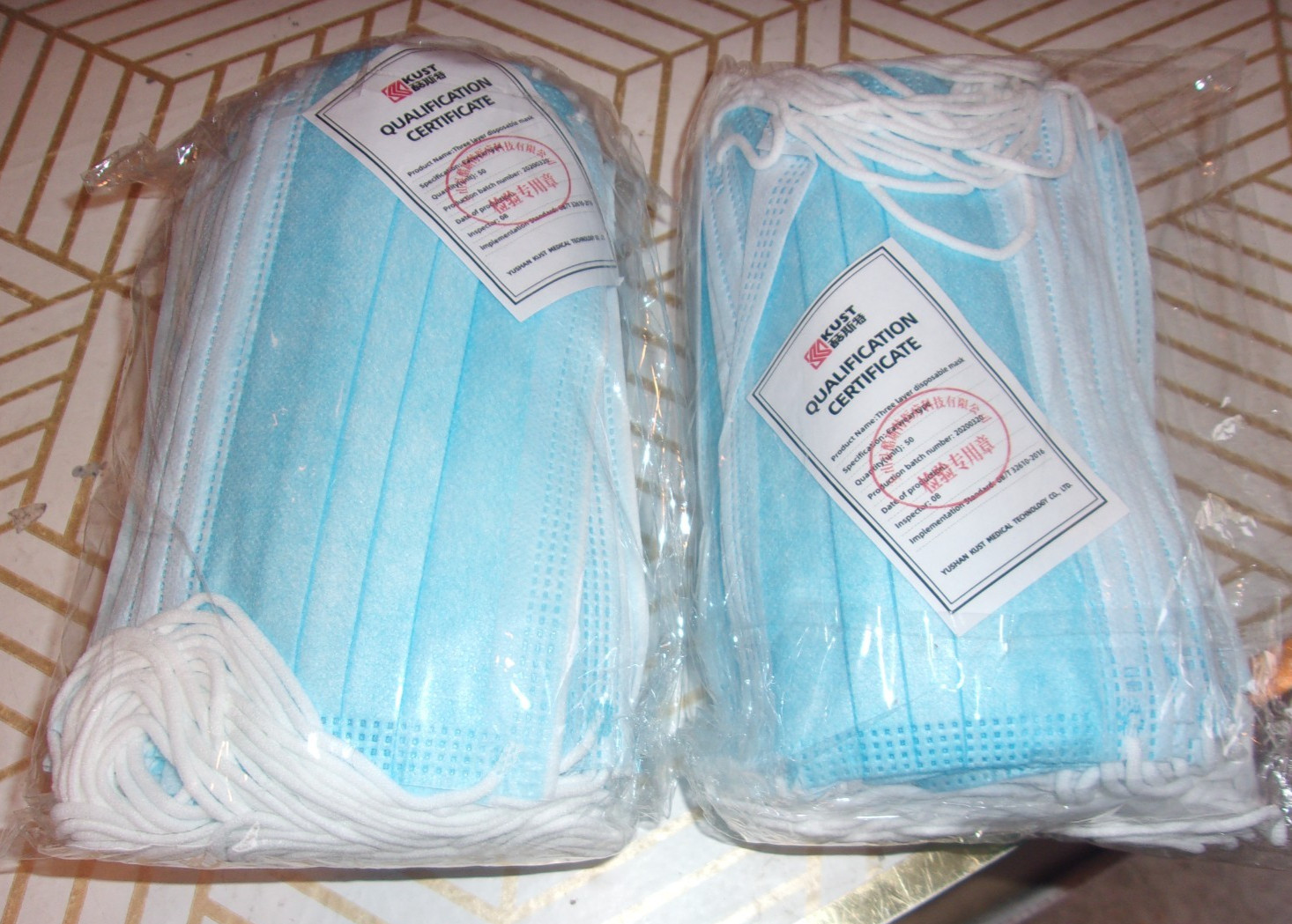 3 LAYER DISPOSABLE MASKS by KUST (2) PACKS OF 50 eash