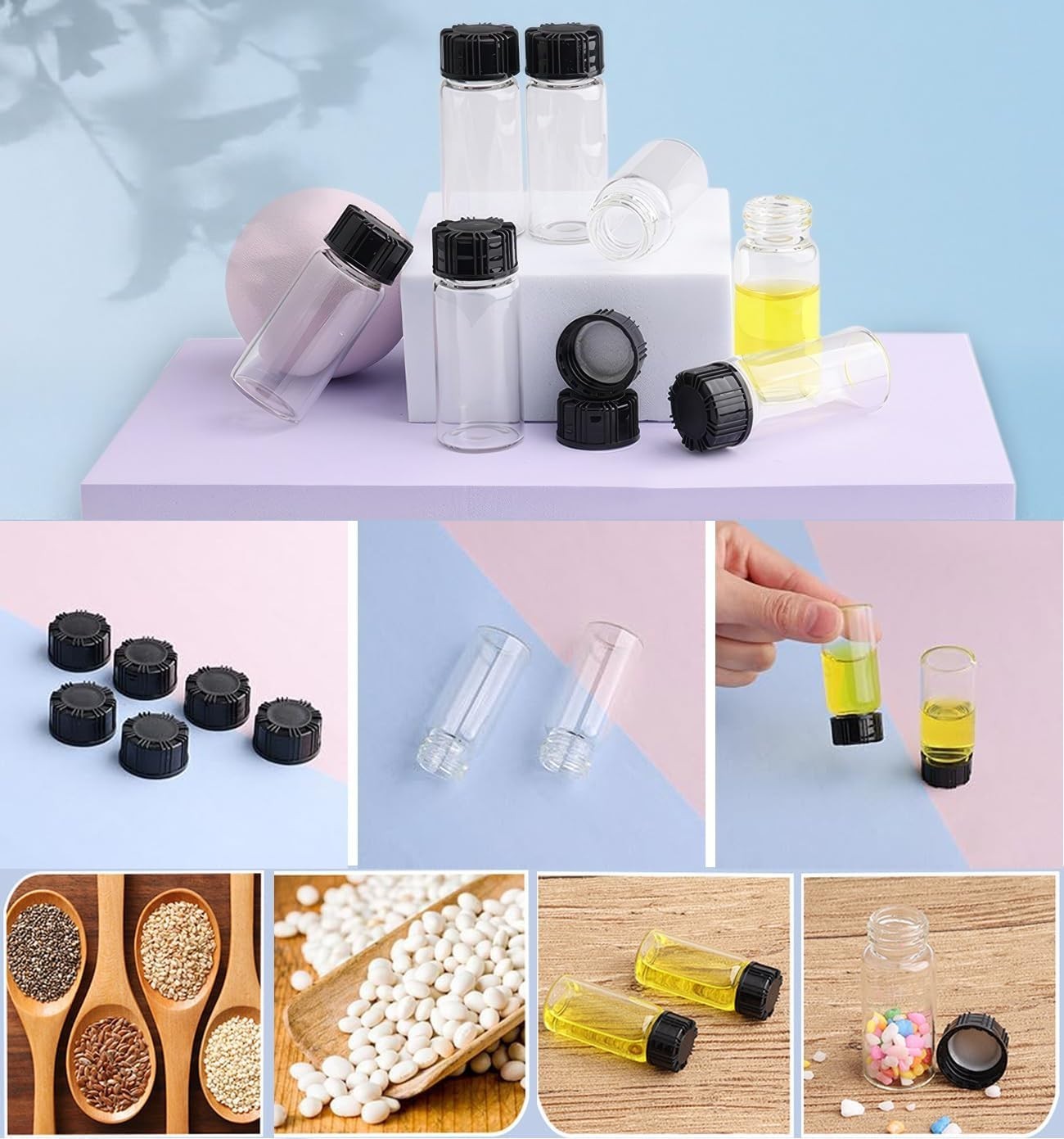 Clear 10ml Borosilicate Glass Vials – Perfect for Essential Oil & Craft Storage