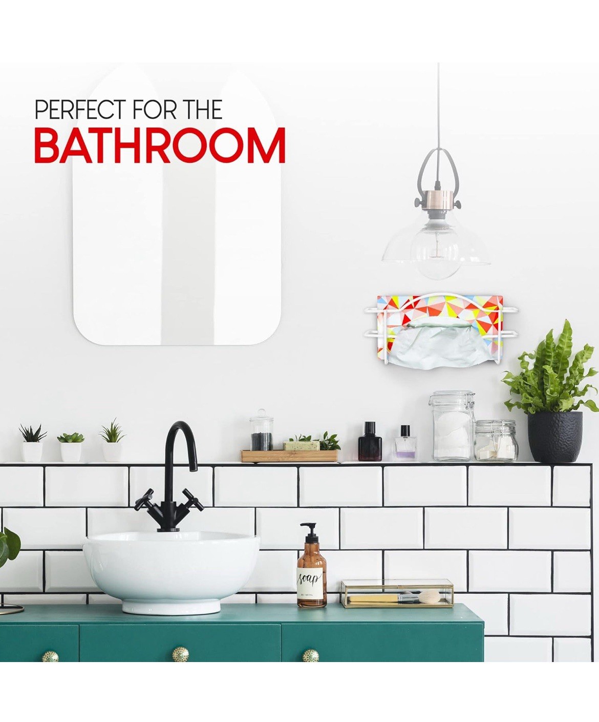 Stock Your Home (White Metal Single Gloves Dispenser, Tissue Box Shelf