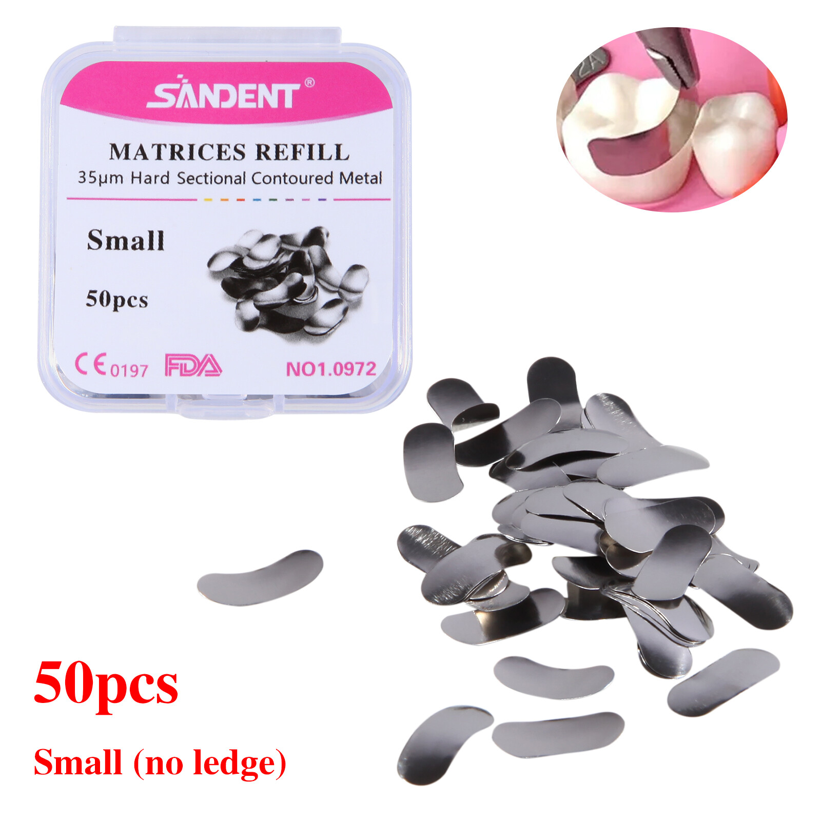 50Pcs/box Dental Sectional Contoured Matrices Matrix Bands Refill S/M/L